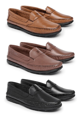 Kit 3 Pares De Mocassim Masculino Conforto * Frete Gratis *