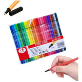 Caneta Ponta Fina 0.4 24 Cores Fineliner Kit Cores Vivas