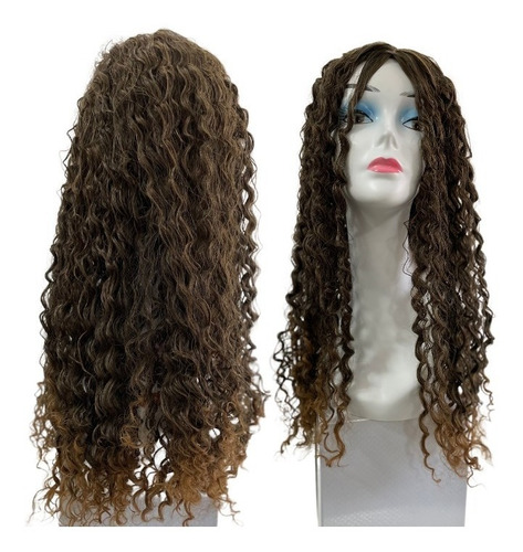 Peruca Lace Wig Cacheada Afro 70cm Semelhante Ao Humano +cap