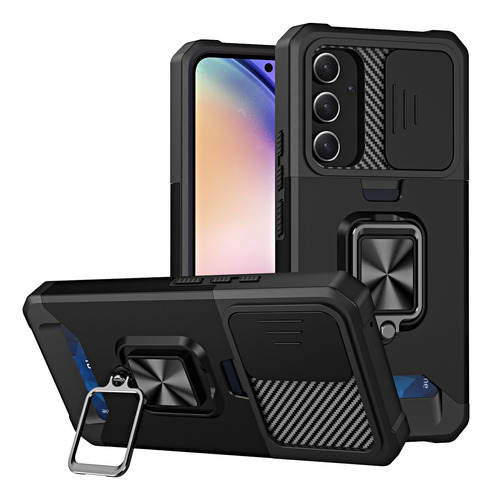 Funda Para Samsung A54 5g Ring Case Porta Tarjetas + Mica