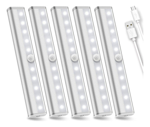 Paquete De 5 Luces Led Con Sensor De Movimiento Recargables