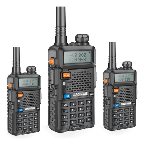 Kit 3 Rádio Comunicador Ht Dual Band Uhf Vhf Uv-5r Fm Fone