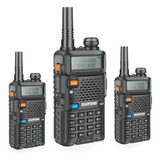 Kit 3 Rádio Comunicador Ht Dual Band Uhf Vhf Uv-5r Fm Fone