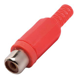 Plug Jack Rca Plastico Niquel Vermelho