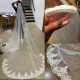 Inicio/mantilla De Novia Larga De 3 Metros Blanca