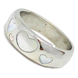 Anillo Con Corazones Nacarado Acero Quirúrgico Aaq 008