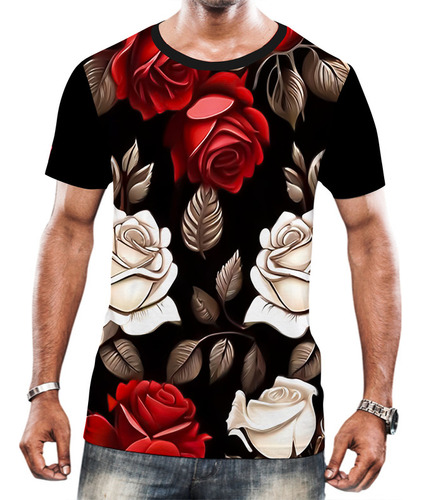 Camisa Camiseta Personalizada Estampas Rosas Flores Cores 3