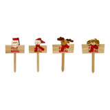 Kit 4 Placas Feliz Natal Papai Noel Boneco De Neve Rena Urso