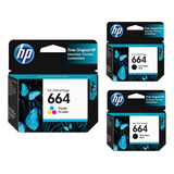 Cartuchos De Tinta Hp 664 Tricolor + 2 Negro