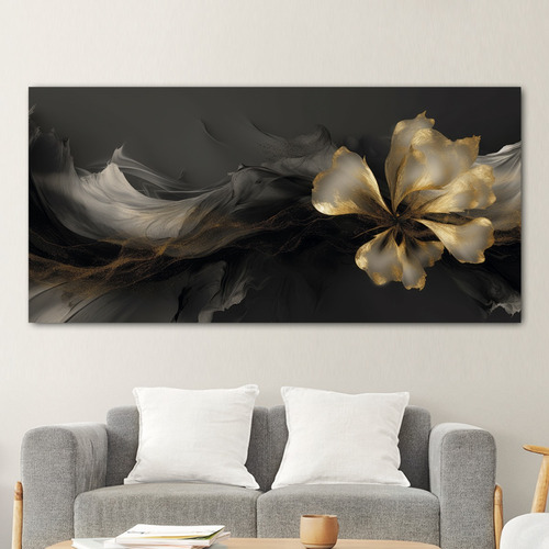 Cuadro Abstracto Dorado Negro Elegante Sala Canvas K1 130x90