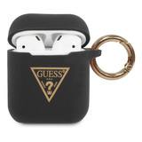 Funda Case Guess Cubierta Anillo Silicon Logo Airpod Negro 2