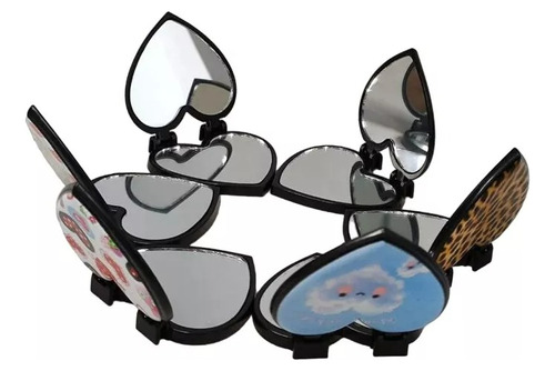Espejo Bolsillo Maquillaje Kit X3 Unidades Plegable Corazón 