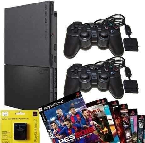Playstation 2 Slim 2 Controles E 5 Jogos Desbl