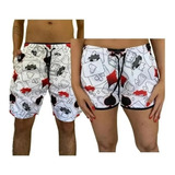 Kit Estampados Shorts De Praia Florido Mozao 2 Pçs Piscina