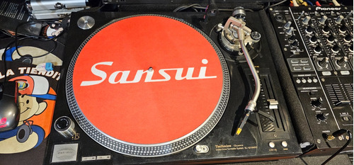 Sansui Logo Blanco Fondo Rojo Paño Slipmat Latex Djproaudio