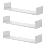 Kit 3 Prateleira Nichos U Livros 40x10 Mdf Branco 15mm