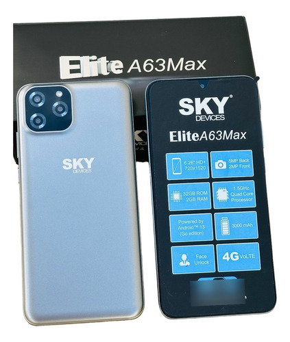 Teléfono Celular Sky A63 Max 32gb Dual Sim 4g/lte Android Desbloqueo Facial Barato