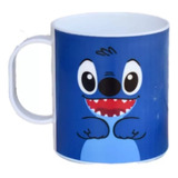 Taza Infantil Lilo And Stitch Azul De Melamina Manija 200cc