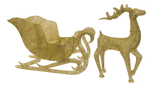 Trineo De Alambre Con Ciervo Reno - Sheshu Navidad