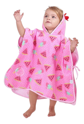 Toalha Poncho Infantil C/ Capuz Saída Praia Piscina Banho