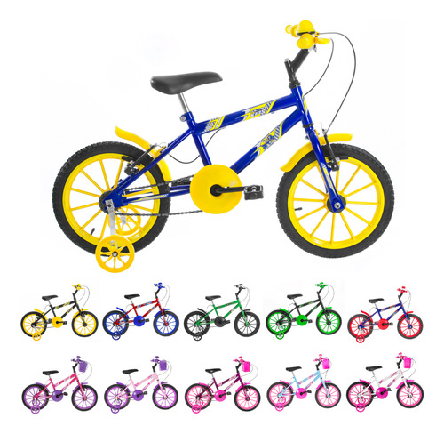 Bicicleta Bike Roda 16 Aro Infantil Urbana Rodinhas Apoio