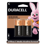 2 Pilhas Duracell Alcalina C Media Mn1400b2