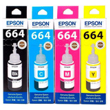 Kit 4 Tintas Epson T664 Ecotank Tinta Continua L120 L310 L380 L395 L575 L1300 Tinta Colores