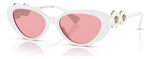 Gafas De Sol Versace White Ve4433u 31484-54, Color De Montura: Blanco, Color De Varilla, Color De Lente: Rosa, Diseño Ovalado