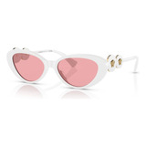 Gafas De Sol Versace White Ve4433u 31484-54, Color De Montura: Blanco, Color De Varilla, Color De Lente: Rosa, Diseño Ovalado