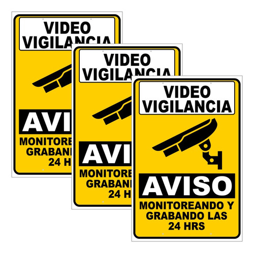 Paq. Letreros Para Postes Vídeo Vigilancia 24 Hrs