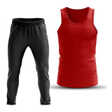 Kit Roupa Fitness Masculina Ragata + Calça Musculação Cores