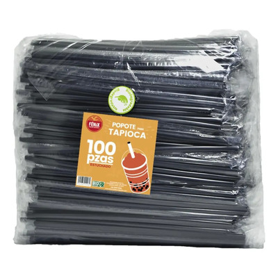 Popote Negro Tapioca Paquete C\u002F100 Pzas | Meses sin interés