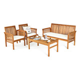 Juego De Comedor De Madera Acacia 4 Piezas Jardin