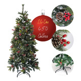 Árvore De Natal 1,40m Luxo Cheia 450 Galhos C/ Pinhas Cereja