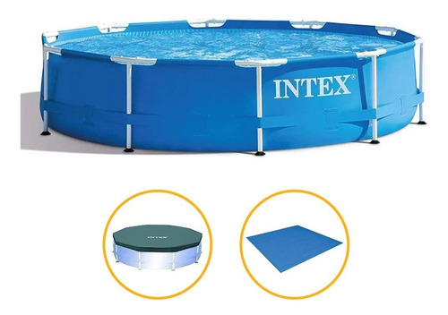 Piscina  Estrutural 6503 Litros Com Capa E Forro Intex