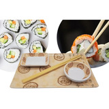 Set Para Sushi Melamina Deco 3 Pcs Plato + 2 Dips Soja Deco
