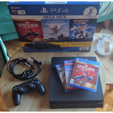 Play Station 4 Slim Mega Pack (1 Tb) + 3 Juegos + 1 Joystick