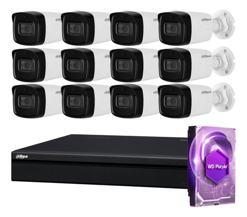 Kit Seguridad Dahua Dvr 4k 16ch + 12 Camaras 8mp + Disco