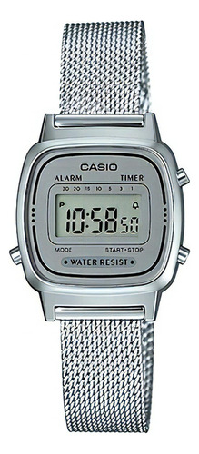 Reloj Casio Dama La-670wem-7df Ag. Oficial. Color De La Malla Plateado Color Del Bisel Plateado Color Del Fondo Plateado