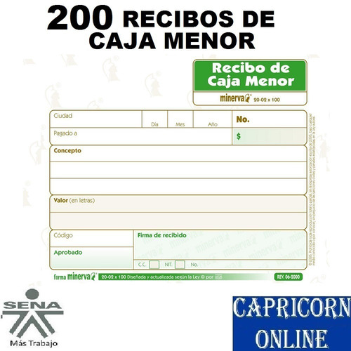 Recibos De Caja Menor X 200 Uds - Unidad a $29