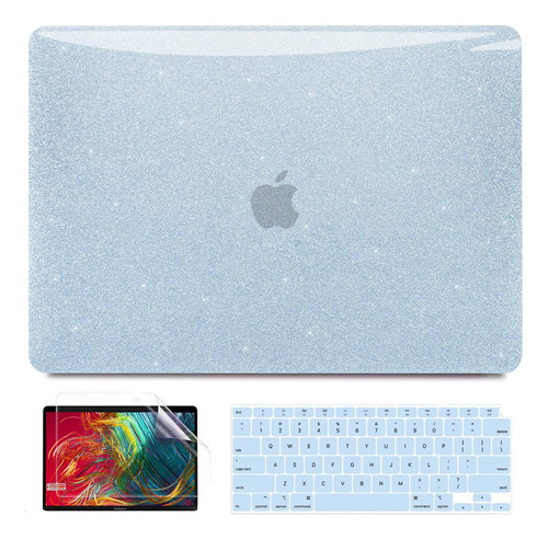 Funda Para Macbook Air 13 M1 + Accesorios Celeste Brillos