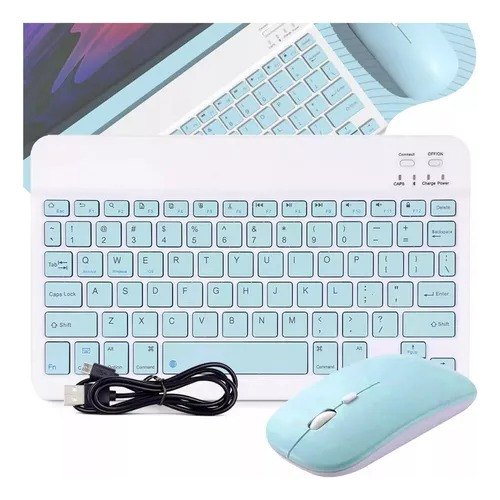 Kit Teclado Mouse Sem Fio Recarregável Bluetooth Tablet/not