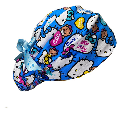 Gorro Quirúrgico Hello Kitty Azul Listones - Antisudor