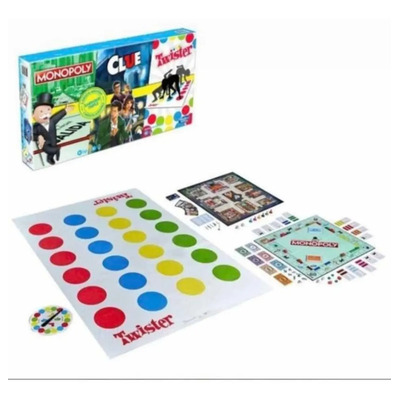 Set 3 Juegos De Mesa Hasbro Original Monopoly Clue Y Twister | Meses sin interés