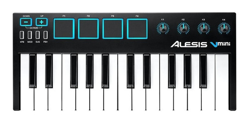 Teclado Controlador Midi Alesis V Mini 25 Mini Teclas Usb Color Negro