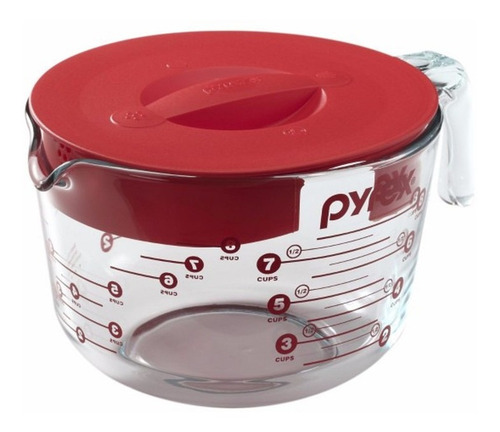 Jarra Medidora Con Tapa Vidrio Templado 2 Litros Pyrex