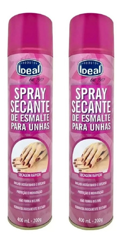 Kit 2 Spray Secante De Esmalte Para Unhas Ideal 400ml