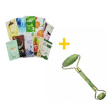 Kit 10 Mascarillas Coreanas + Rodillo Jade Masajeador Facial