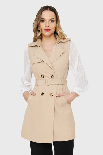 Trench Sin Mangas Cinturón Khaki Nicopoly