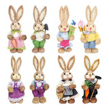 8x Figuritas De Conejito De Decoración De Conejo De Pascua